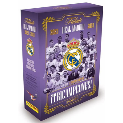 2023/24 Panini Real Madrid Tribute Three-Time Champion Soccer Hobby Set