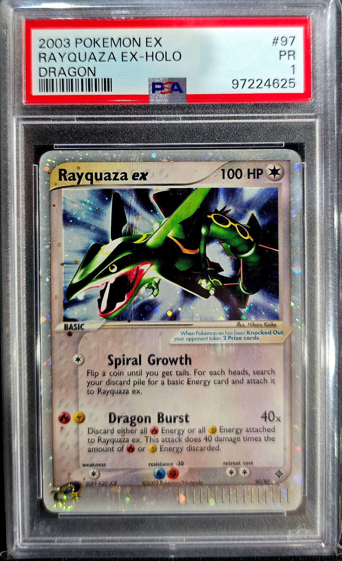 2003 EX Dragon Rayquaza ex #97/97 Holo PSA 1