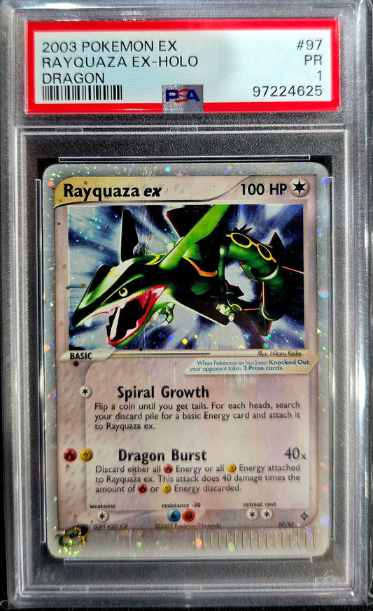 2003 EX Dragon Rayquaza ex #97/97 Holo PSA 1