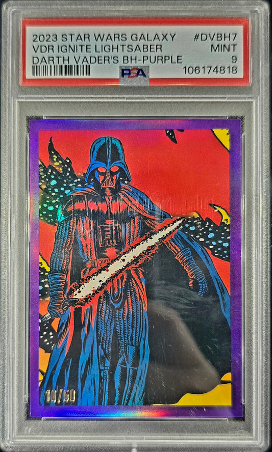 2023 Star Wars Galaxy Darth Vader Ignite Lightsaber Purple /50 PSA 9