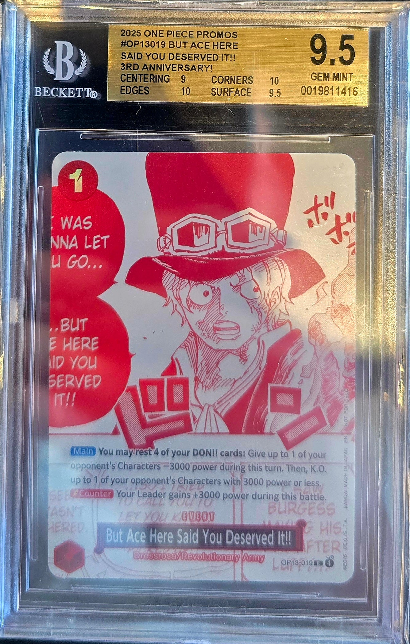 2025 ONE PIECE 3RD ANNIVERSARY! BUT ACE HERE SAID YOU DESERVED IT!! Beckett 9.5