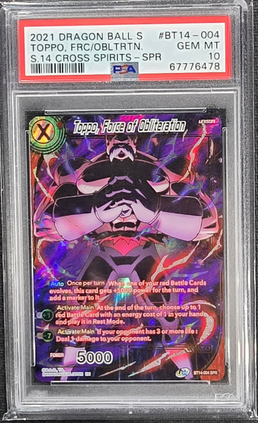 2021 DBS Toppo, Force Of Obliteration BT14-004 SPR PSA 10