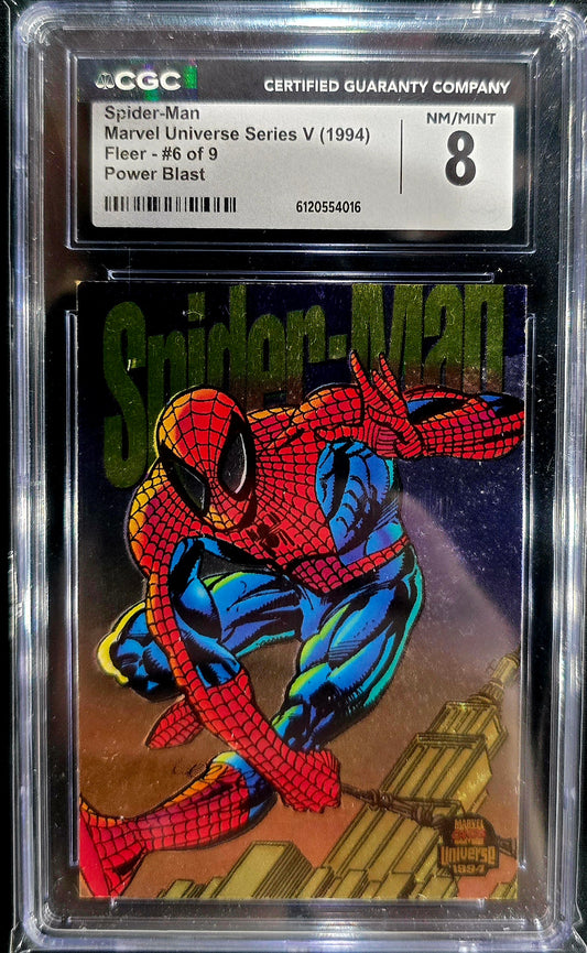 1994 Fleer Marvel Universe Power Blast Spider-Man 6 CGC 8