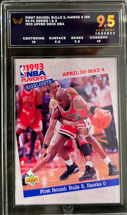1993 Upper Deck NBA First Round Bulls, Hawks Michael Jordan #180 ARK 9.5