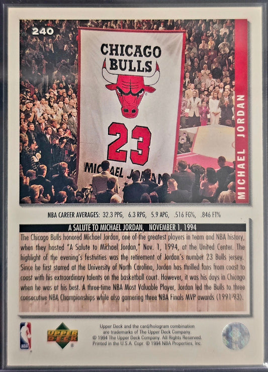1994 Upper Deck Collectors Choice Michael Jordan Silver Signature #240