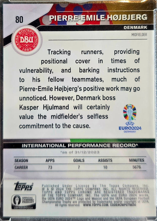 2024 Topps Chrome UEFA Euro #80 Pierre Emile Højbjerg Black Refractor /10