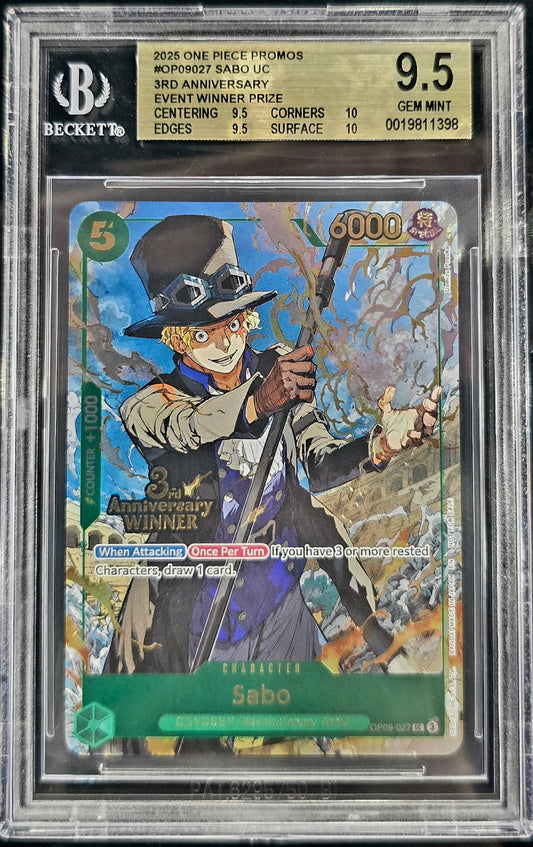 2025 One Piece Sabo 3rd Anniversary Event Winner Prize BGS 9.5