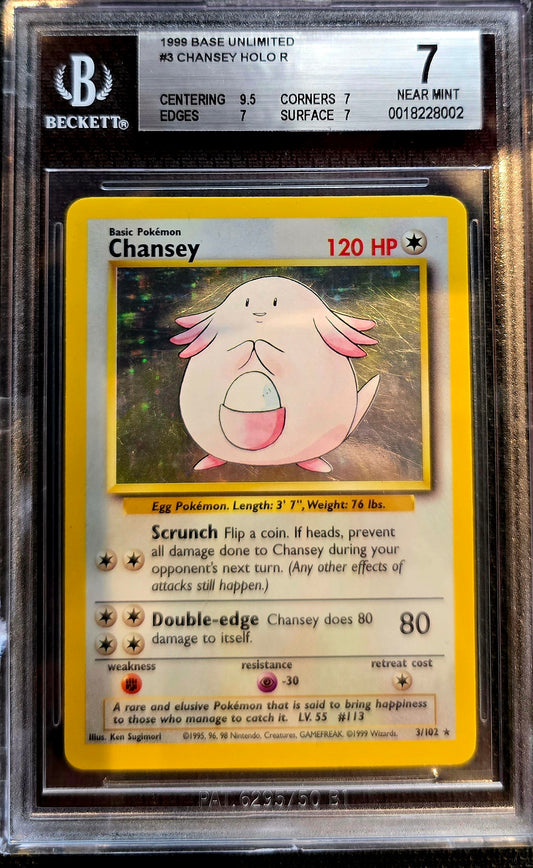 Pokemon Chansey Base Set Holo Card #3/102 BGS 7