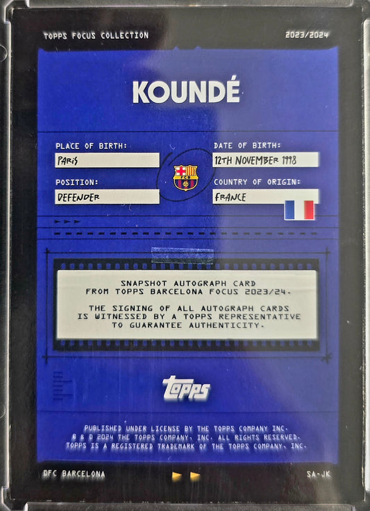 2023/24 Topps Focus Barcelona Jules Kounde Auto /25