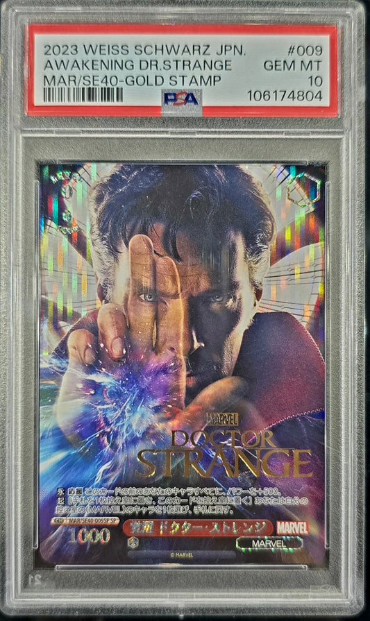 2023 Weiss Schwarz Awakening Dr. Strange 09 Mar/se40 Gold Stamp PSA 10