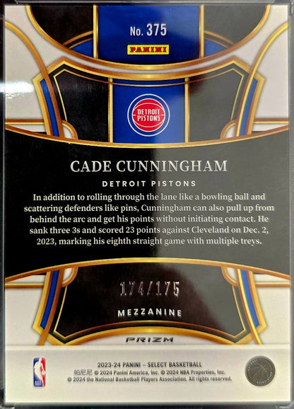 2023-24 Panini Select Basketball Cade Cunningham #375 Flash PINK /175