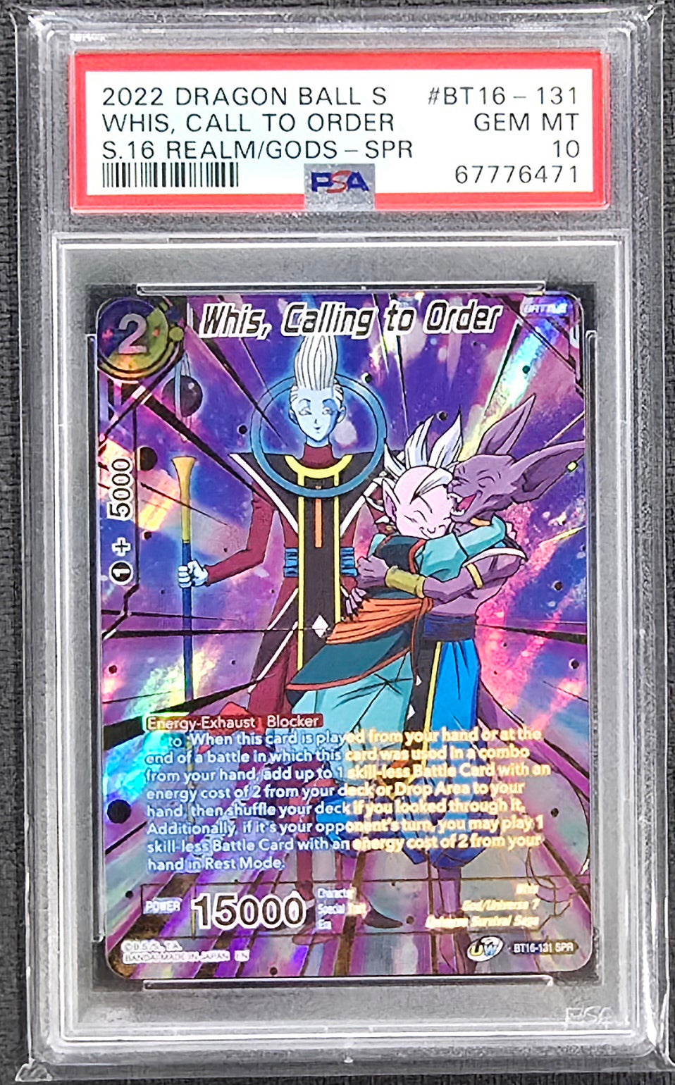 2022 DBS Whis, Calling To Order BT16-131 SPR PSA 10