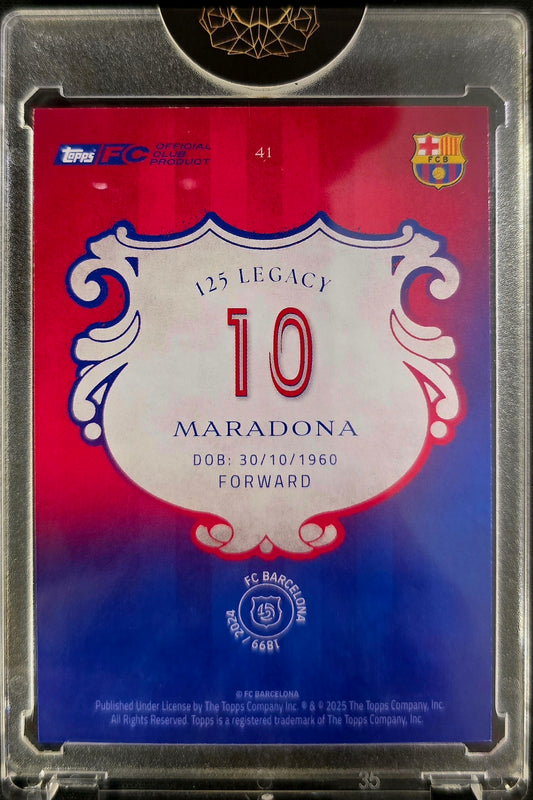 2024-25 Topps Barcelona 125 Anniversary Diego Maradona Aqua 10/50 (Jersey Match)