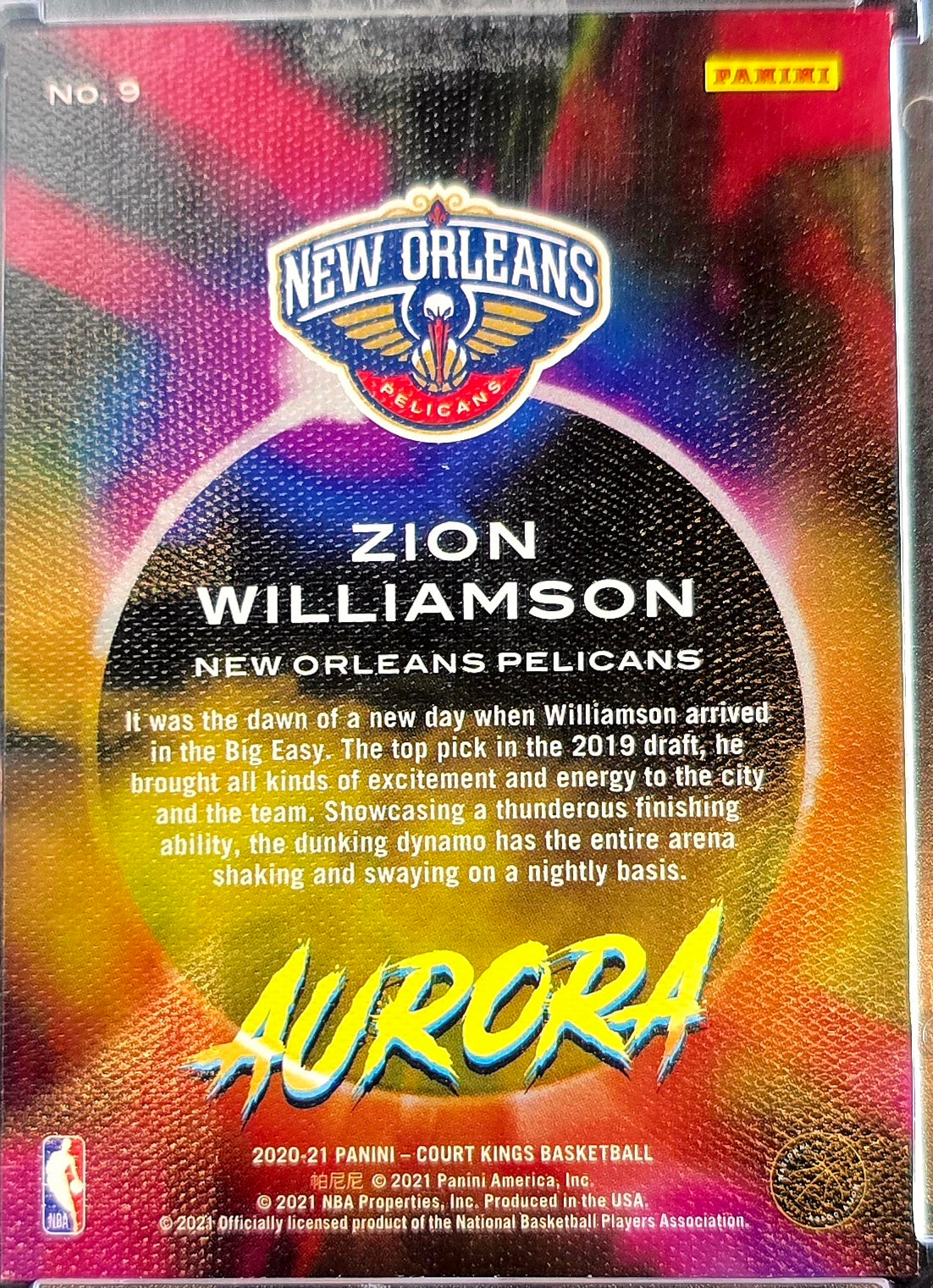 2020-21 Panini Court Kings Zion Williamson Aurora SSP