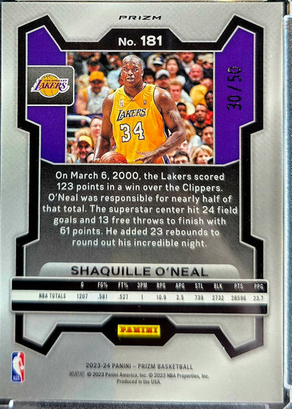 2023-24 PANINI PRIZM NBA #181 Shaquille O’Neal Lakers Pink Fast Break SP /50