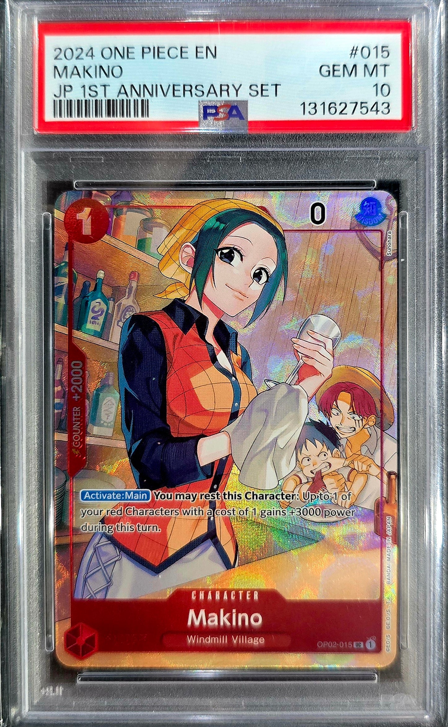 Makino (Japanese 1st Anniversary Set) [OP02-015] PSA 10
