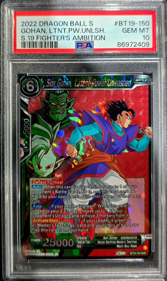 2022 Son Gohan, Latent Power Unleashed Bt19-150 SGR PSA 10