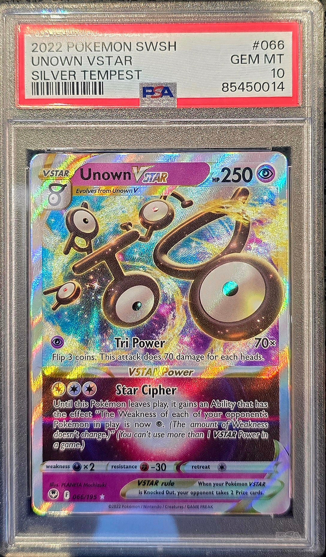 UNOWN VSTAR 066/195 SILVER TEMPEST PSA 10
