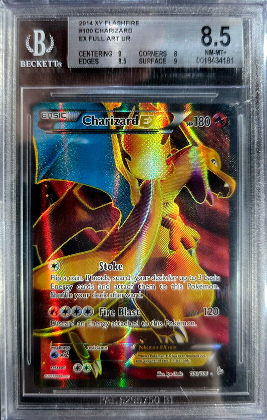 Charizard EX 100/106 XY Flashfire Full Art FA 2014 Pokemon Card Holo Foil BGS 8.5