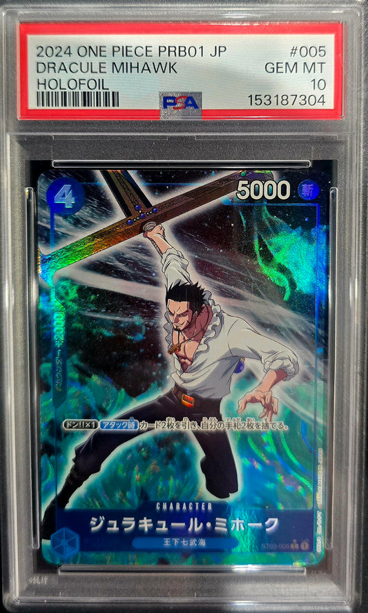 2024 One Piece PRB01 Dracule Mihawk Alt Art JP PSA 10