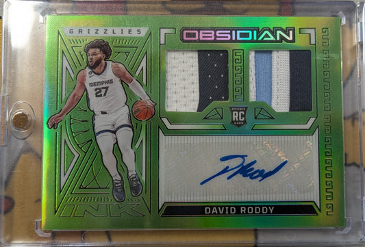 2022-23 Panini Obsidian Basketball David Roddy Patch Auto 02/20 RJI-MJD