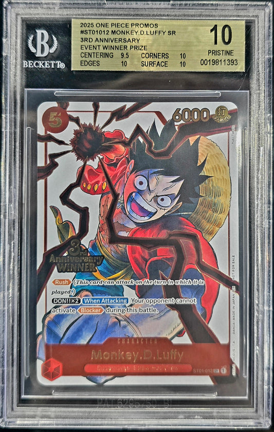 2025 One Piece Monkey D Luffy 3rd Anniversary Winner Prize ST01012 BGS 10