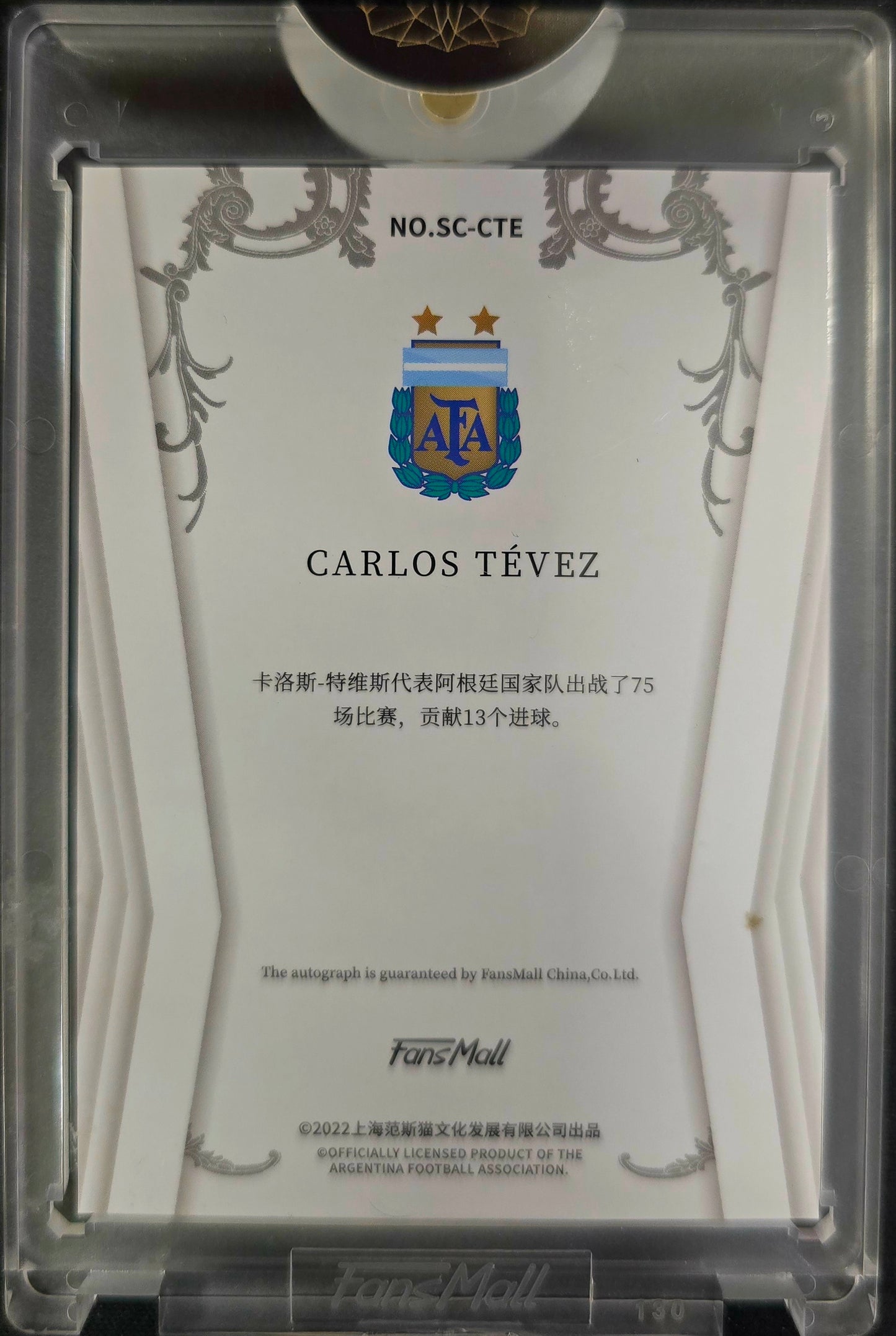 2022 Fansmall Argentina National Team Auto Card : Carlos Tevez /36