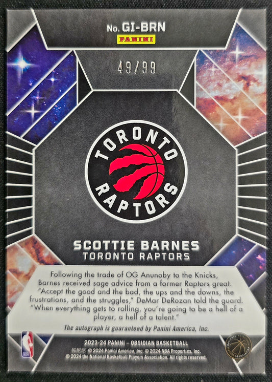 2023-24 Panini Obsidian Galaxy Ink Scottie Barnes GI-BRN Galaxy Ink Autograph /99