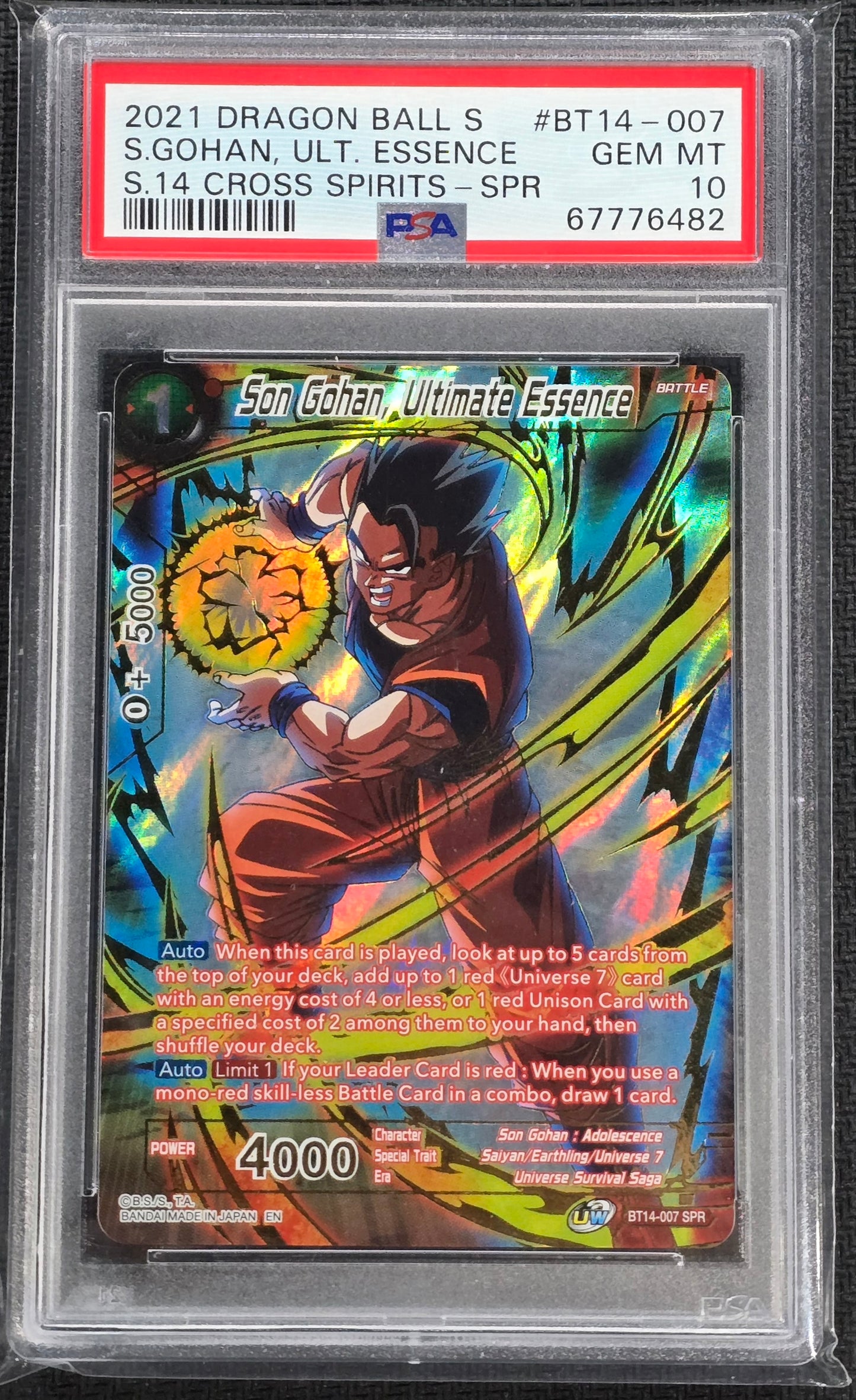 2021 DBS Son Gohan Ultimate Essence BT14-007 SPR PSA 10