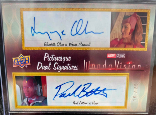 2022 Marvel WandaVision Picturesque Dual Auto Elizabeth Olsen Paul Bettany /25