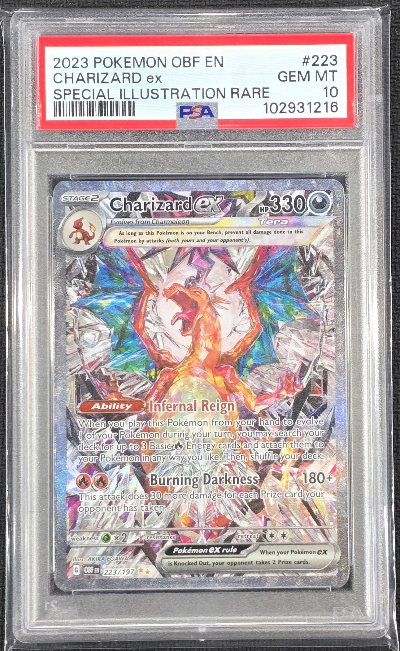 2023 Pokemon Charizard EX Obsidian Flames 223/197 SIR PSA 10