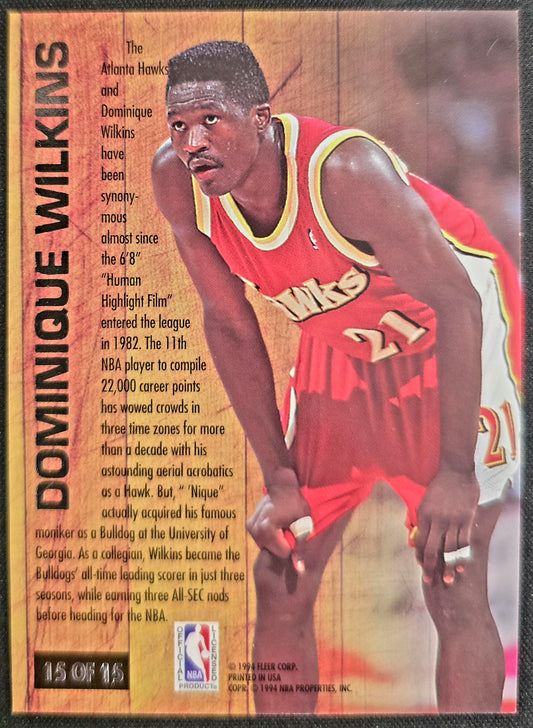 1993/94 Fleer Ultra Nicknames Dominique Wilkins #15 The Human Highlight Film